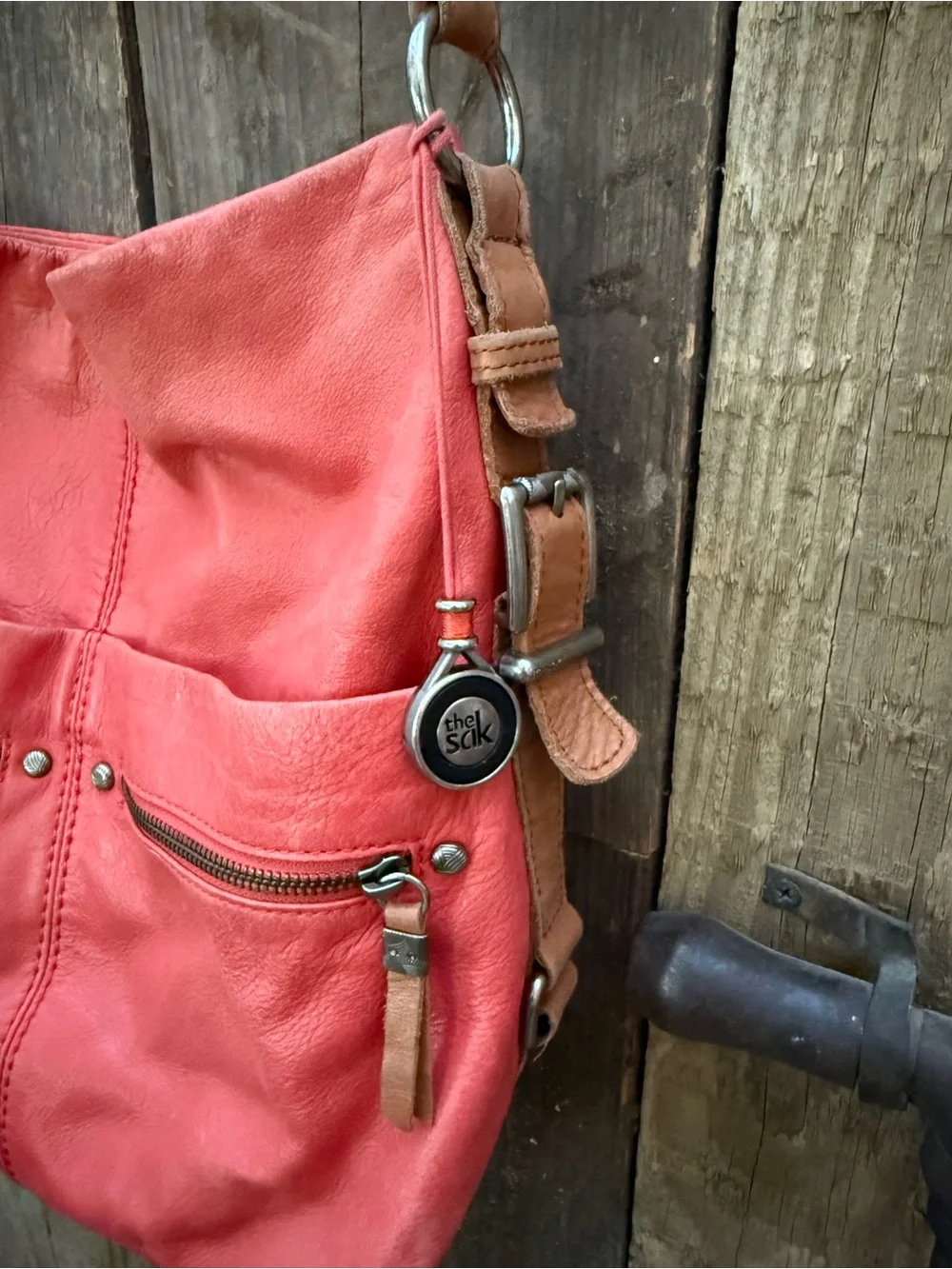 The Sak Ashland Leather Hobo Bag Cayenne/Salmon Color